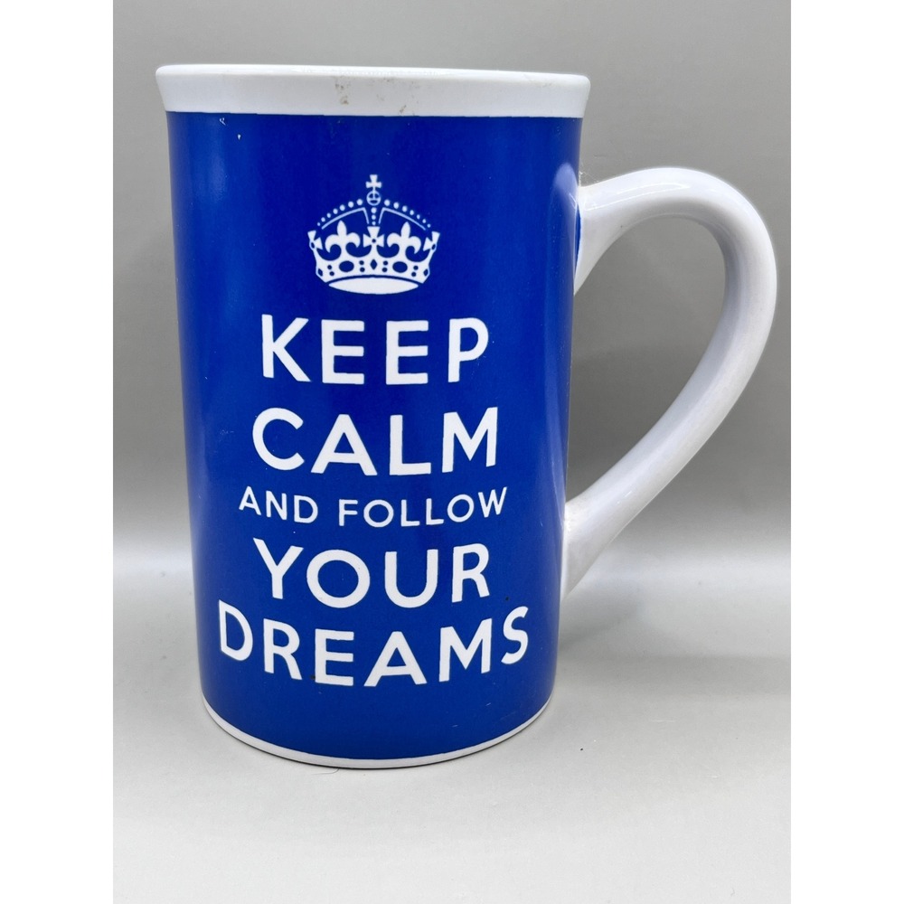Bay Island Keep Calm and Follow Your Dreams Blue Ceramic Coffee Mug 6"‎ 12 oz